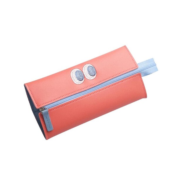 Ins Large Capacity Leather Pen Bag Pencil Box for High Junior Girls Students-Pink