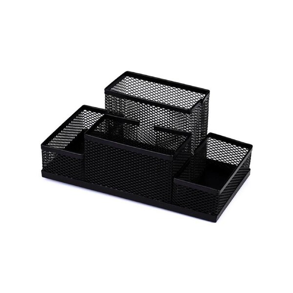 Iron Mesh Home Office Pen Pencils Holder Desk Stationery Storage Organizer Box-Black