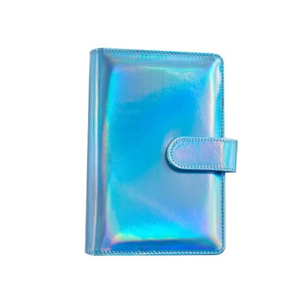 Notebook Binder Universal Waterproof Interchangeable INS A6 6-Hole Binder Faux Leather Lasers Loose Leaf Cover for Gift-Blue