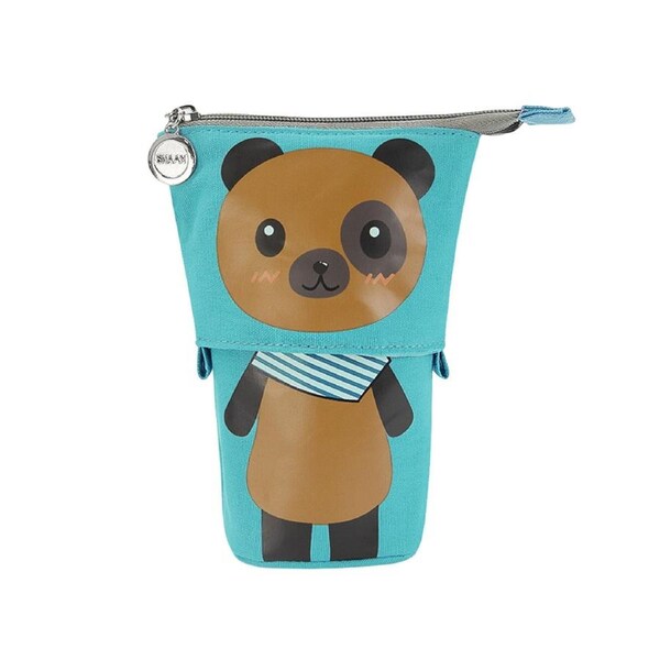 Pencil Pouch Cartoon Printing Large Capacity Zipper Design Telescopic Pencil Case Standing Pen Holder for Boys Girls
