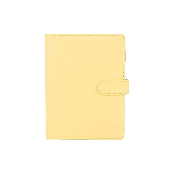 Button Snap On Notebook Journal Agenda Planner Book Diary Faux Leather Cover-Yellow A6