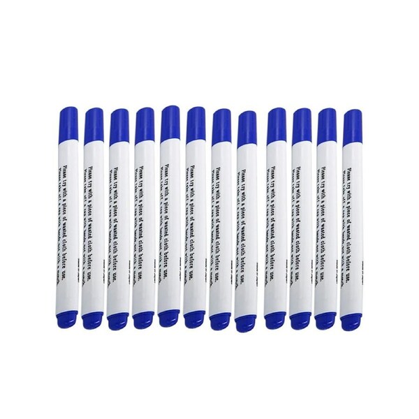 12Pcs Fabric Marker Water Soluble Automatically Fade Disappear Pen Sewing Tool-Blue
