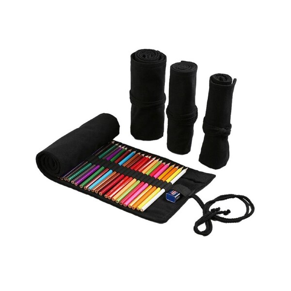 12 Holes Uni Pencil Case Pen Bag Roll Holder Stationary Container