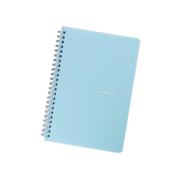 Double Steel Ring Horizontal Line Smooth Writing Thickened Paper Office Notebook A5 Daily Weekly Planner Coil Book Office Supplies-Blue A5