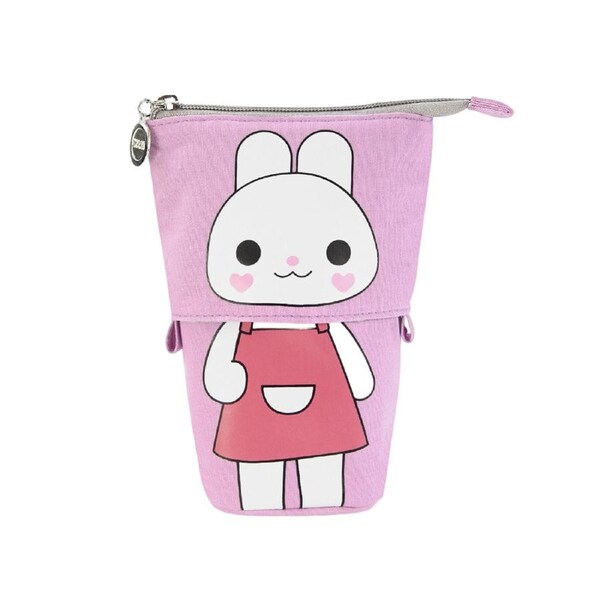 Pencil Pouch Cartoon Printing Large Capacity Zipper Design Telescopic Pencil Case Standing Pen Holder for Boys Girls