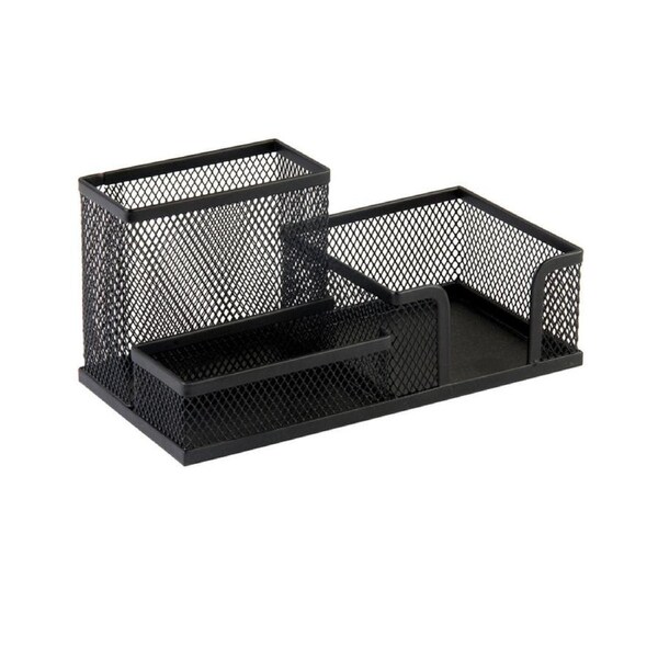 Metal Mesh Desktop Pen Holder Organizer Office Home Stationery Storage Case-Black