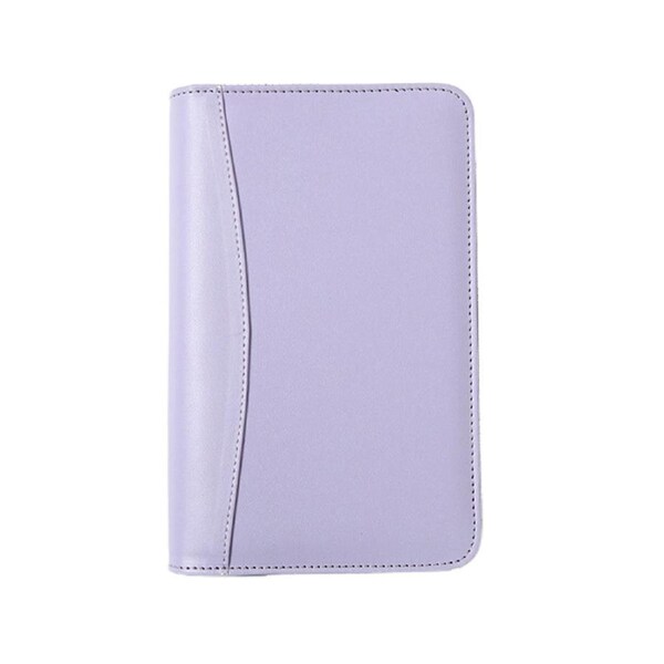Note Book Loose-leaf Storage Bag Design Zipper Spiral Bound A6 Writing Journal Notebook Office Supplies -Purple