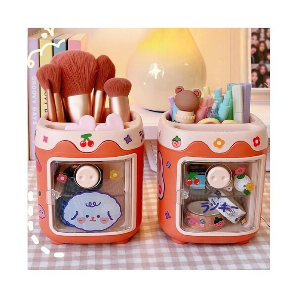 Pen Holder Compartment Adorable Plastic Desktop Divided Pen Makeup Brush Holder Household Supplies