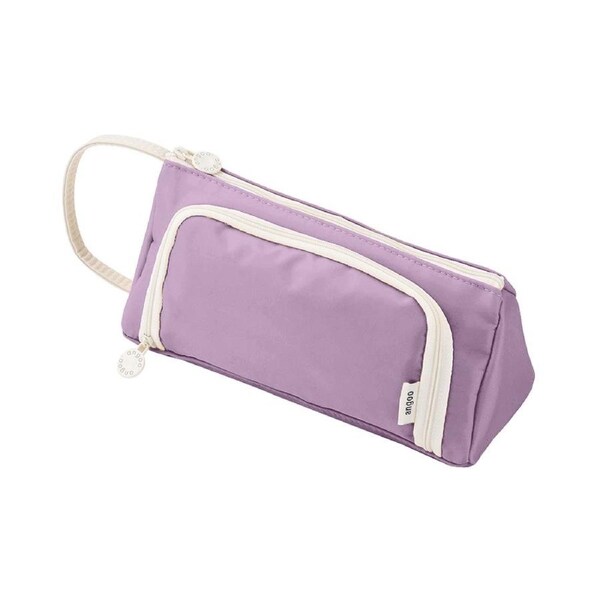 Pencil Case with Handle Smooth Zipper Polyester Compartment Design Stationery Storage Bag School Supplies -Purple