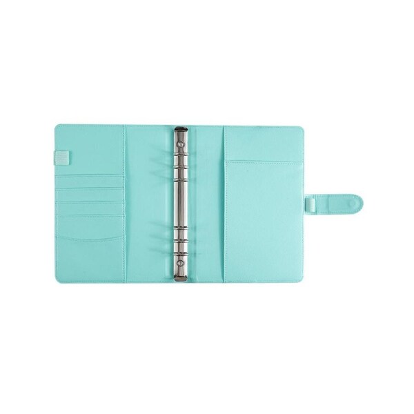 Notebook Shell Universal Waterproof Interchangeable INS A5 6-Hole Binder Faux Leather Loose Leaf Cover for Gift-Light Green