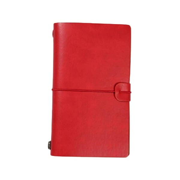 Traveler Journal Diary Loose-leaf Notebook Pen Holder Record Book Stationery-Red S