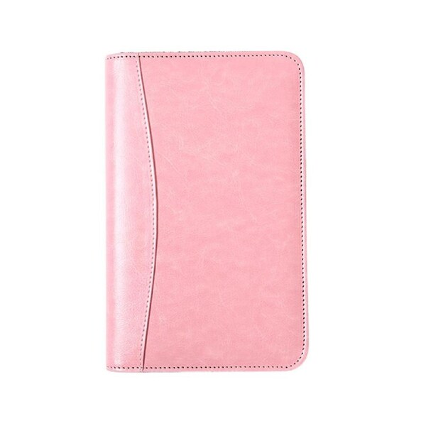 Note Book Loose-leaf Storage Bag Design Zipper Spiral Bound A6 Writing Journal Notebook Office Supplies -Pink