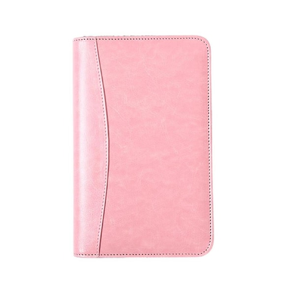 Note Book Loose-leaf Storage Bag Design Zipper Spiral Bound A6 Writing Journal Notebook Office Supplies -Pink