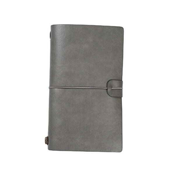 Traveler Journal Diary Loose-leaf Notebook Pen Holder Record Book Stationery-Grey S