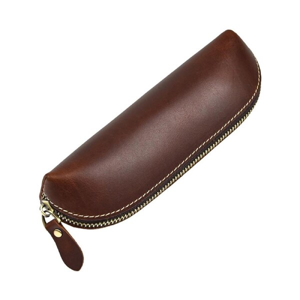 Leather Pencil Pen Case Genuine Leather Small Vintage Pouch Retro Stationery Bag Holder Organizer