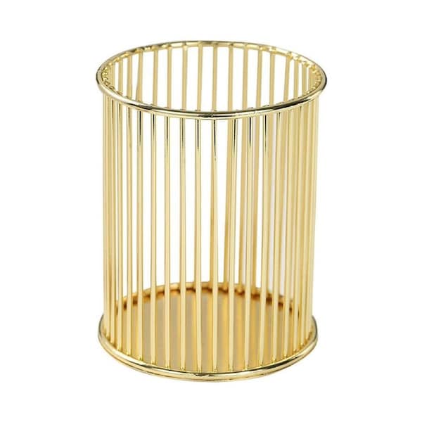 Gold Metal Pen Holder for Desk, Makeup Brushes Cup, Pencil Holders, Office&Home Organizer