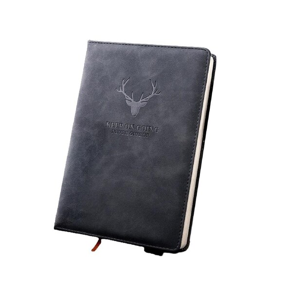 aerkesd 360 Pages A5 Faux Leather Thick Business Notebook Sketch Journal Diary with Pen-Black