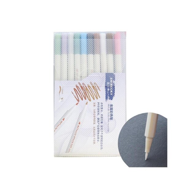 10Pcs Calligraphy Drawing Soft Hard Nib Brush Marker Pen Stationery Art Supplies
