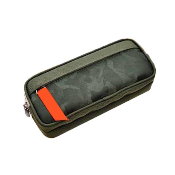 Multi-layer Large Capacity Student Zipper Pencil Storage Case Pen Bag Organizer-Olive Green