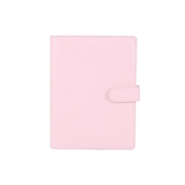 Button Snap On Notebook Journal Agenda Planner Book Diary Faux Leather Cover-Pink