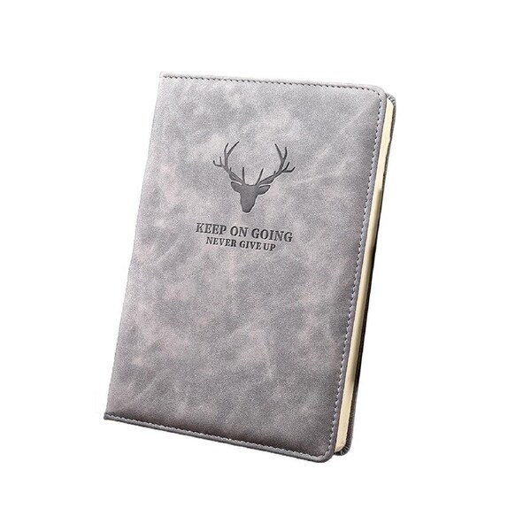 360 Pages A5 Faux Leather Thick Business Notebook Sketch Journal Diary with Pen-Grey
