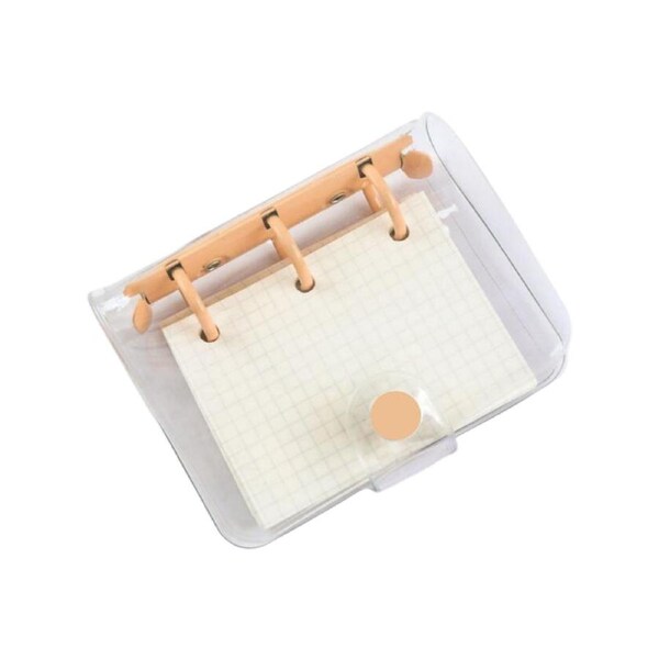 Pocket Notebook 80 Pages Grid Line PVC Loose Leaf Diary Notebook School Supplies-Orange