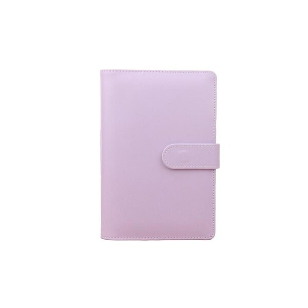 6-Ring Multi-pockets Loose-Leaf Binder Cover Faux Leather Planner Diary Loose-Leaf Notebook Cover School Supplies-Purple
