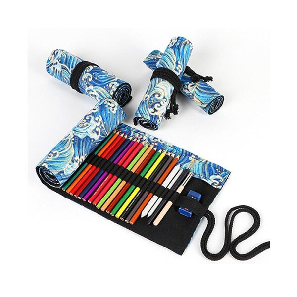 12/24/36/48/72 Holes Large Capacity Roll Pencil Case Storage Bag Stationery Tool-48