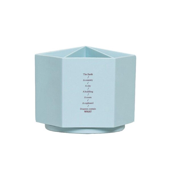 Pen Storage Box Multifunctional Large Capacity Stationery 360 Degree Rotation Pencil Holder Office Supplies-Blue
