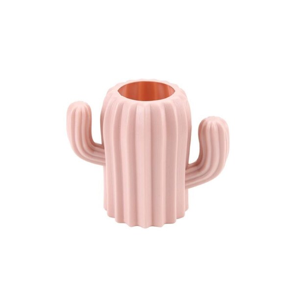 Pen Holder Anti-Slip Lovely Plastic Home Decorative Flower Vase for School-Pink
