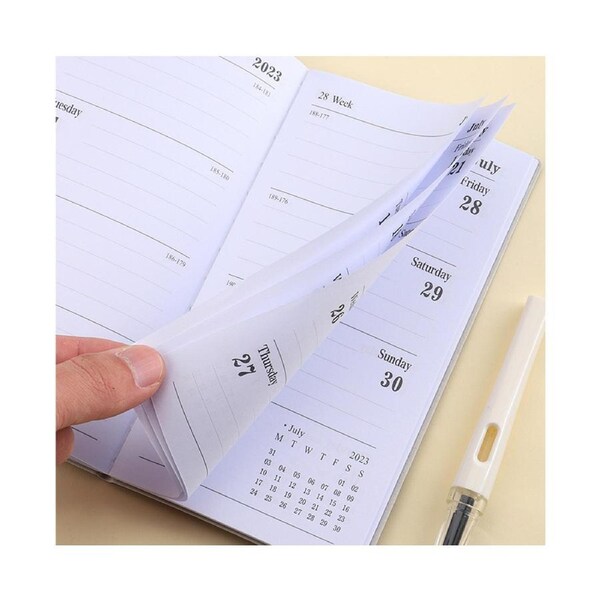 Schedule Book Multifunctional Efficiency Manual Time Management 2023 A6 Mini Agenda Planner Notebook Office Supplies-Beige