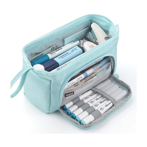 Pencil Case Large Capacity Pencil Pouch Handheld Pen Bag Cosmetic Portable Gift for Office School Teen Girl Boy Men Women Adult (Blue)