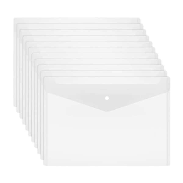 20 Pcs Plastic Envelopes Poly Envelopes Clear Waterproof Envelope Folder with Button Closure, Home, Work, Outdoor and Office Organization