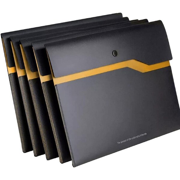Plastic Folders, Plastic Envelope Poly Envelope, Double-Layer Plastic Clip with Snap Fastener, The Folder for School/Home/Work/Office,(6 Colors)
