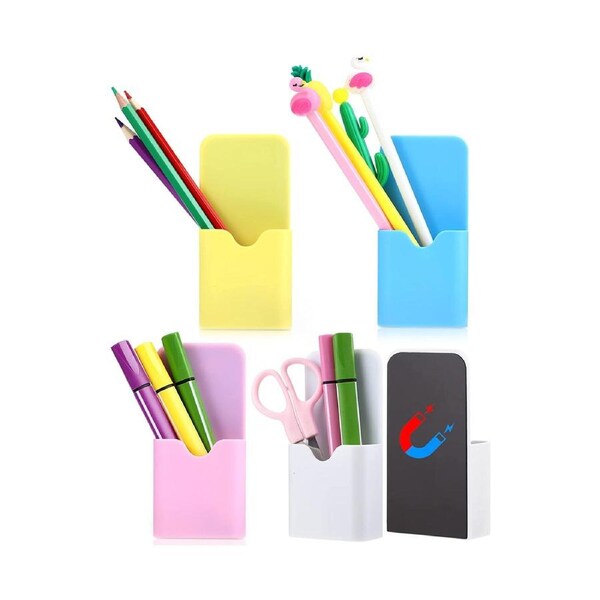 4 Pieces Pen Holder Dry Erase ic Marker Holder Whiteboard ic Holders Pencil Cup Refrigerator Storage Organizer