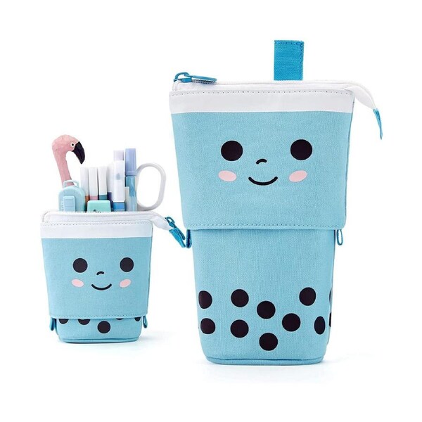 Cute Pencil Case Standing Pen Holder Telescopic Makeup Pouch Pop Up Cosmetics Bag Stationery Office Organizer Box for Girls Students Women Adults