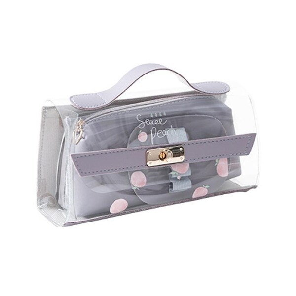 Large Capacity Pencil Pouch Portable Pen Bag Cute Cosmetic Bag Transparent Pencil Case Holder