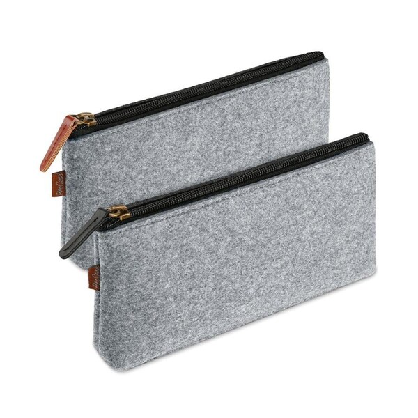 Felt Students Stationery Pouch Zipper Bag for Pens, Pencils, Highlighters, and Other School Supplies -2 Pack
