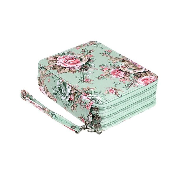Pencil Case Multi-function Dust-proof Polyester Smooth Zipper Design Storage Bag for Students-Mint Green