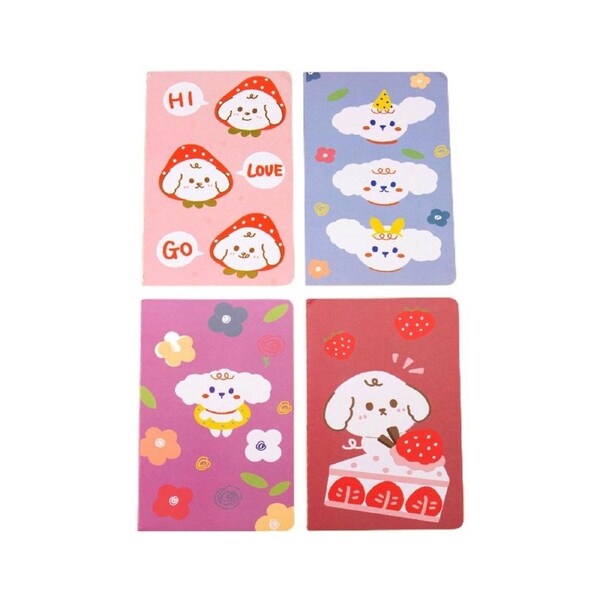 aerkesd 4Pcs A5 Notebooks Smooth to Write Cartoon Pattern Cover Portable Paper Mini Notepads for Students-1