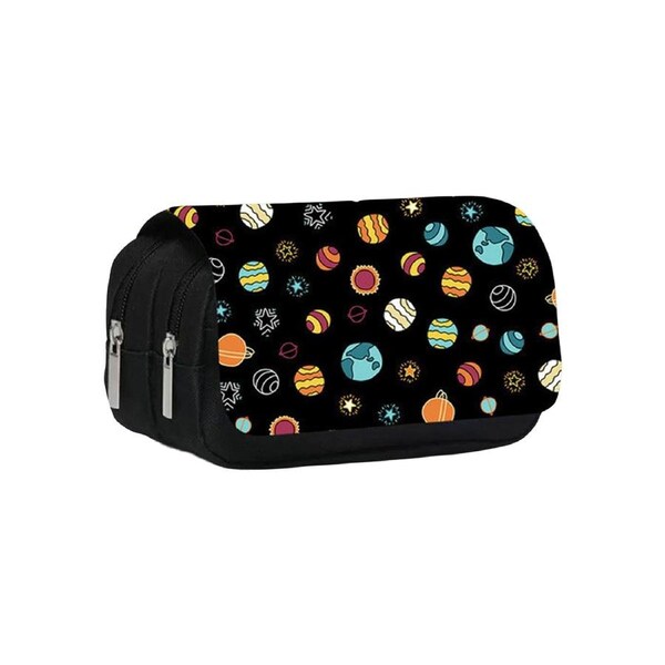 Pencil Case High Capacity Waterproof Double-layer Cartoon Flip Starry Sky Astronaut Pen Bag School-C