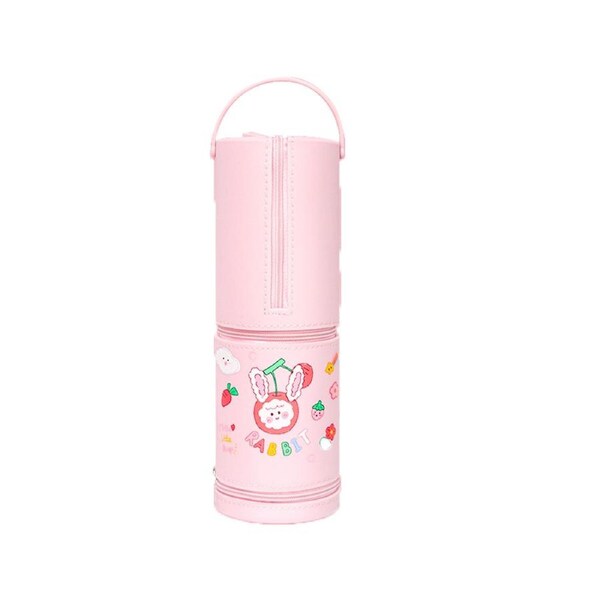 Cute Pen Pounch with Zipper Kawaii Big Capacity Standing Handheld Portable Stationary Box