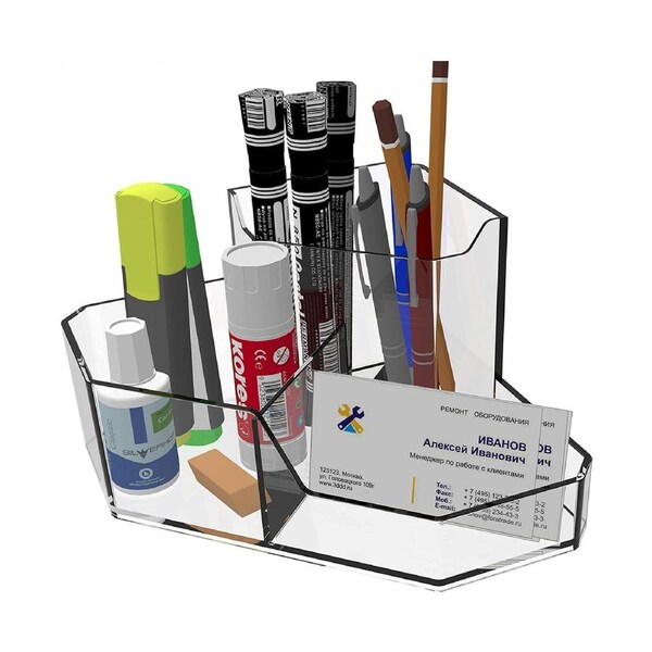 Pencil and Pen Holder For Desk 3 Compartment Cute Pen Cup Durable Desk Organizers for Middle High School Office College Student Clear Pack of 1