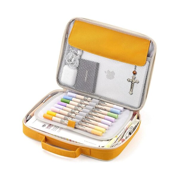 Bible case for Women,Bible Cover for Men Multi-Functional Stationery Zipper Pencil ipad case 11 inch Pencil Bags Planner Accessories