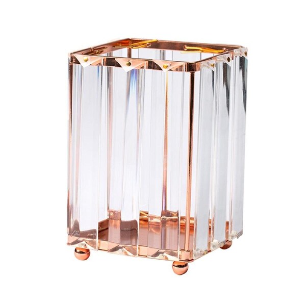Handcrafted Crystal Makeup Brush Holder Eyebrow Pencil Pen Cup Collection Cosmetic Storage Organizer for Vanity,Bathroom,Bedroom,Office Desk