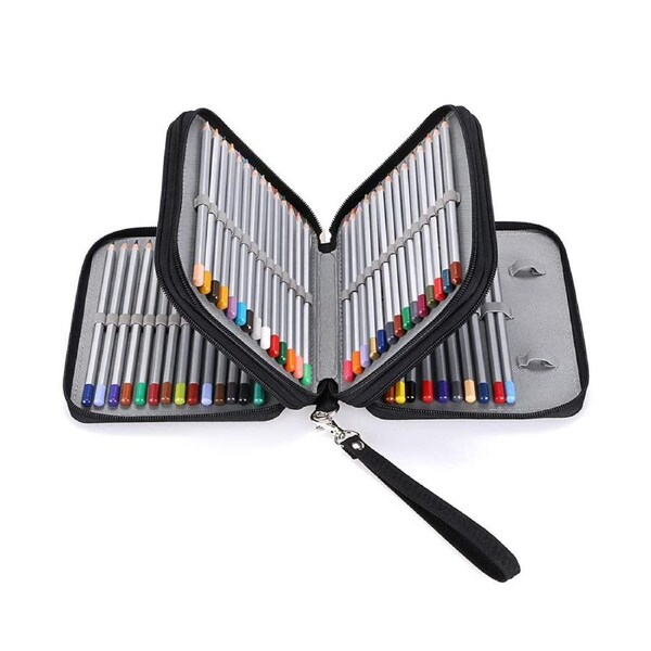 Zippered Pencil Case-Canvas Handy Pencil Holders for for Watercolor Pencils,Colored Pencils, Pencils