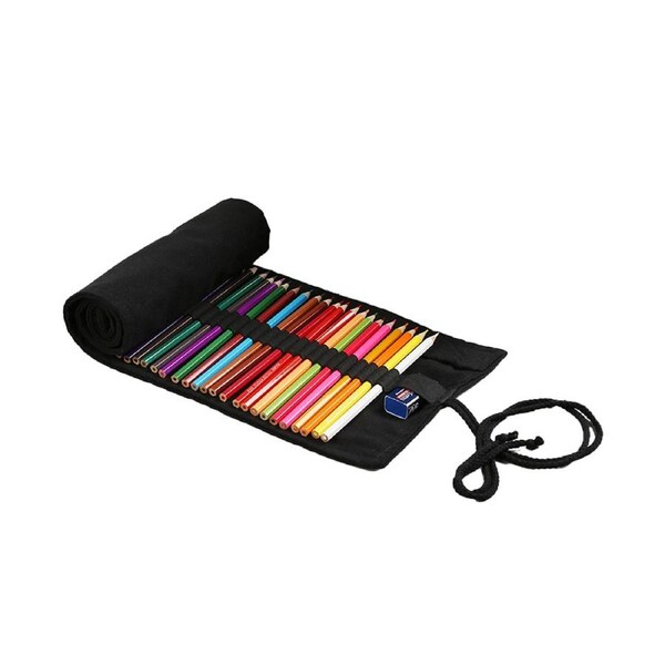 Canvas Pencil Wrap,Coloring Pencil Holder Organizer Drawing Coloring Pencil Roll Pencil Bag Wrap