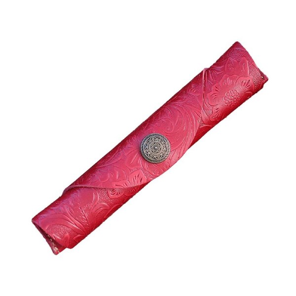 Simple Leather Pencil Roll Pen Big Campacity Pencil Case Stationery Holder