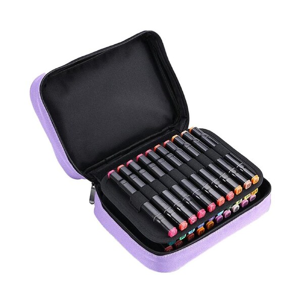 Carrying Case Organizer-Slots Canvas Zippered Markers Storage for Touch Spectrum Noir Paint Markers