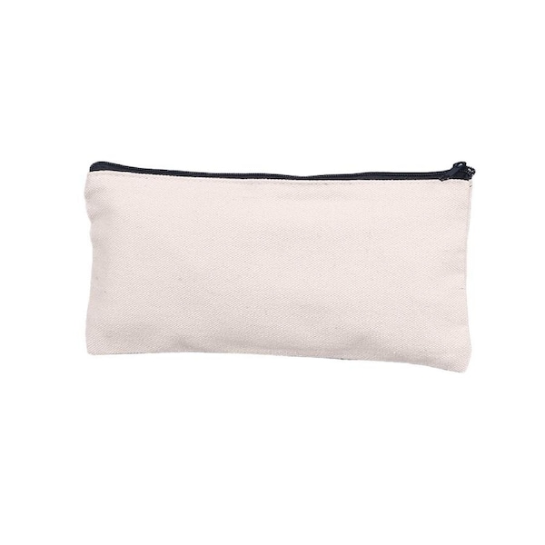 Blank Craft Bag Canvas Pen Pencil Case, Multipurpose Cotton Canvas Makeup Bag